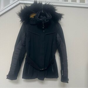 Luhta Women's Black Fur-Trimmed Ski Jacket